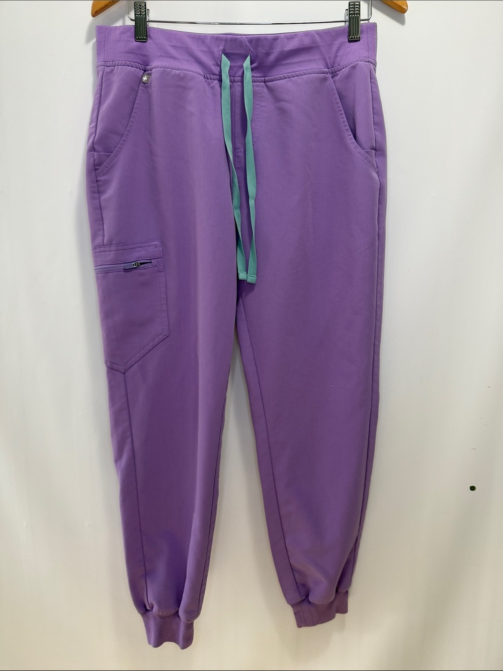 Figs Purple Scrubs Joggers with Teal Drawstring Nursing Dental Size Medium
